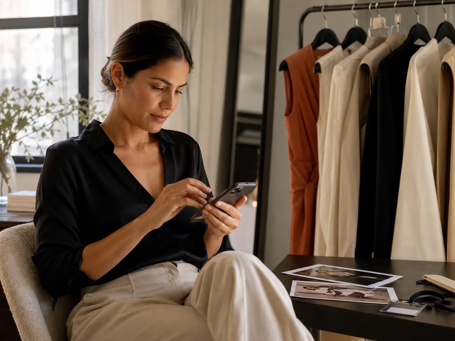 An event professional preparing her portfolio application on a phone