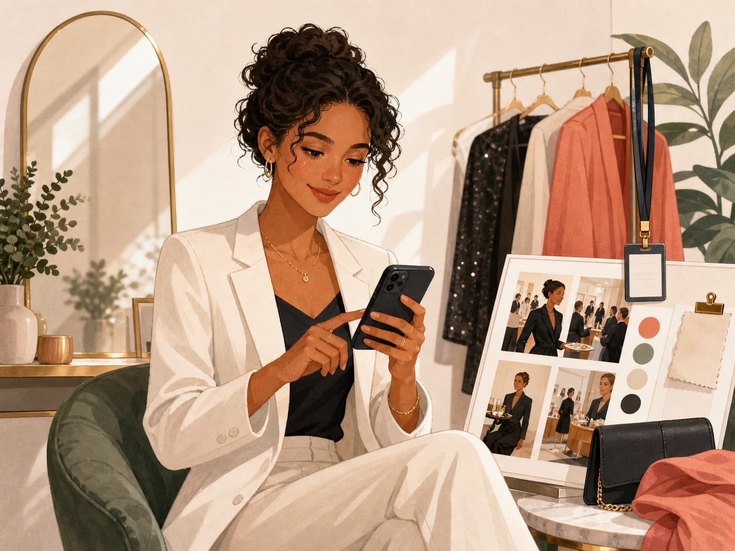 Illustration of event talent completing a profile application on a phone